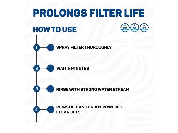 NOYATECH Filter Cleaner for Spa, Pool & Hot Tub – No Soak, Fast-Acting Spray | Removes Oil, Grease & Grime | Safe for All Cartridge Filters | Non-Toxic, No Residue
