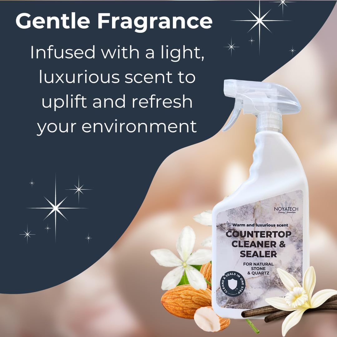 Countertop Cleaner & Sealer – Streak-Free Spray for Granite, Marble & Quartz | Cleans & Protects in One Step | USDA BioBased, Non-Toxic, No Film