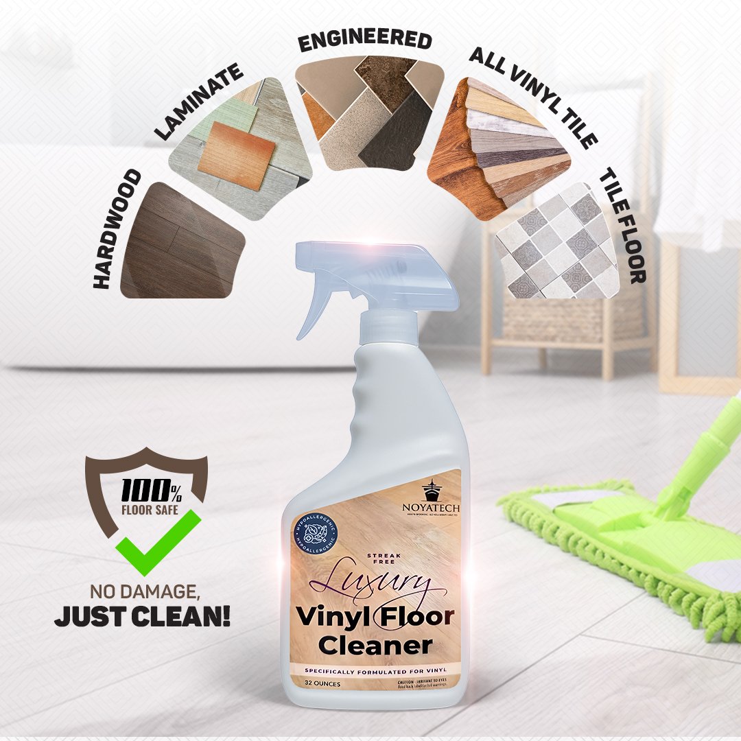 Luxury Vinyl & Hardwood Floor Cleaner – Streak-Free, pH Neutral, Hypoallergenic Spray for Laminate, natural & Sealed Wood