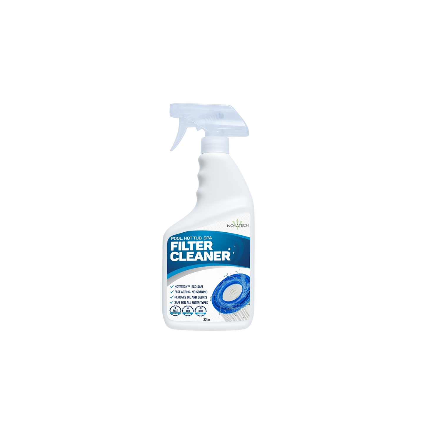 NOYATECH Filter Cleaner for Spa, Pool & Hot Tub – No Soak, Fast-Acting Spray | Removes Oil, Grease & Grime | Safe for All Cartridge Filters | Non-Toxic, No Residue