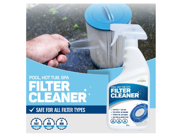 NOYATECH Filter Cleaner for Spa, Pool & Hot Tub – No Soak, Fast-Acting Spray | Removes Oil, Grease & Grime | Safe for All Cartridge Filters | Non-Toxic, No Residue