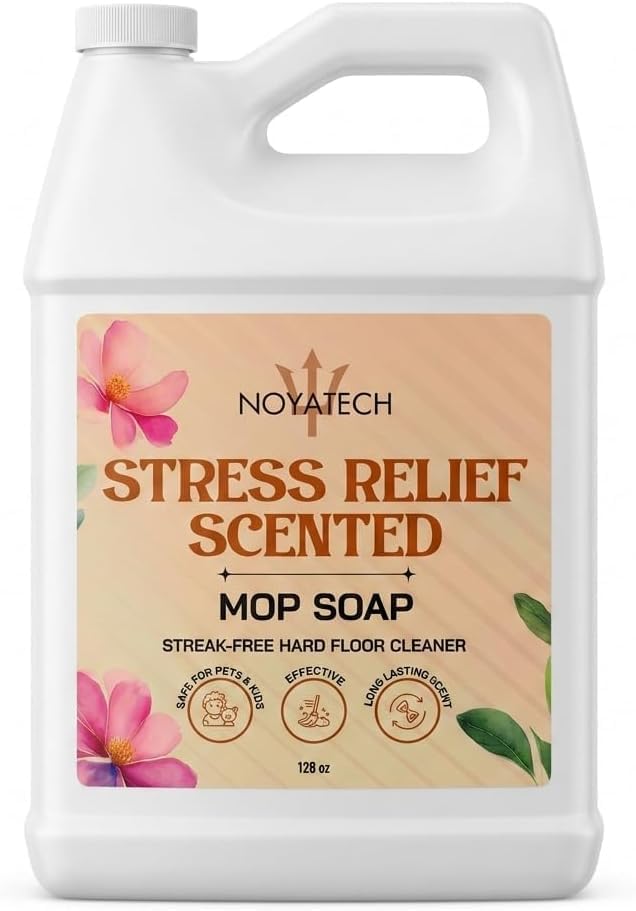Noyatech Mop Soap Highly Scented Stress Relief Fragrance. Floor Cleaner Concentrate – Non-Toxic, Pet safe, No Residue – Safe for Tile, Stone, Marble, Wood, & Grout – For All Mop Types – Made in USA