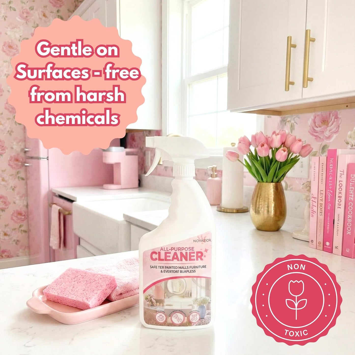 Pink All-Purpose Cleaning Spray – Non-Toxic, Pet & Kid Safe, Multi-Surface Cleaner for Walls, Furniture, Counters, Bedrooms & Everyday Surfaces – Aesthetic Clean-Girl Room Spray