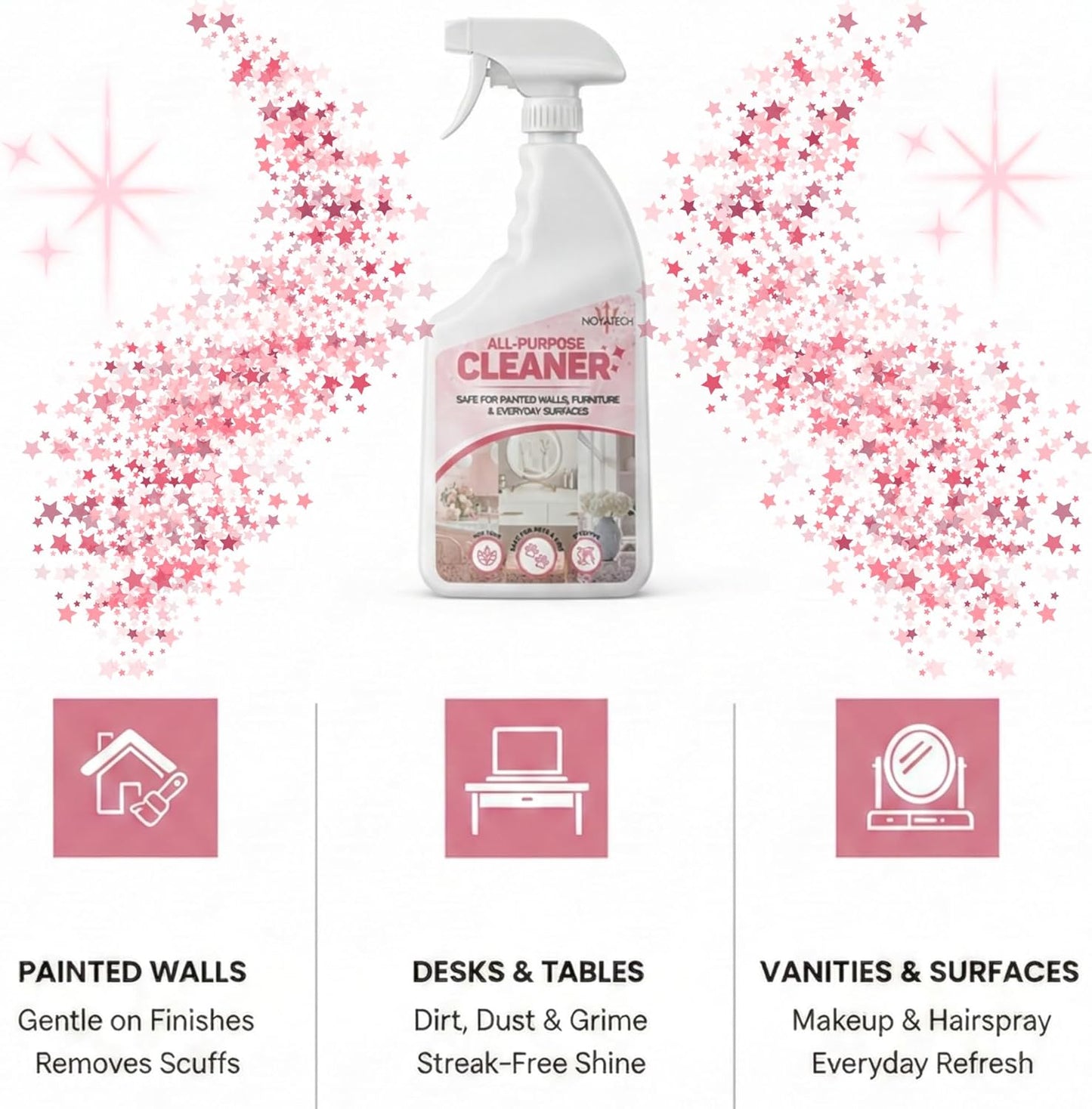 Pink All-Purpose Cleaning Spray – Non-Toxic, Pet & Kid Safe, Multi-Surface Cleaner for Walls, Furniture, Counters, Bedrooms & Everyday Surfaces – Aesthetic Clean-Girl Room Spray