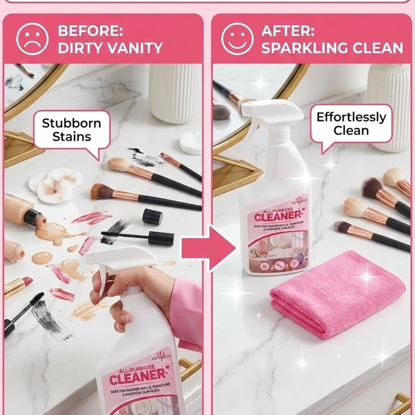 Pink All-Purpose Cleaning Spray – Non-Toxic, Pet & Kid Safe, Multi-Surface Cleaner for Walls, Furniture, Counters, Bedrooms & Everyday Surfaces – Aesthetic Clean-Girl Room Spray