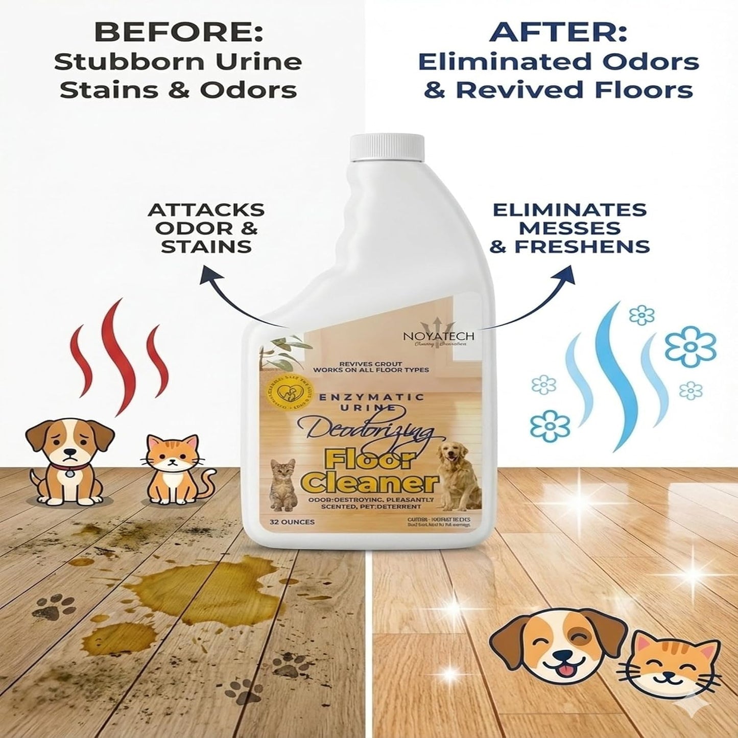 Urine Deodorizing Floor Cleaner – Enzymatic, Non-Toxic & Long-Lasting