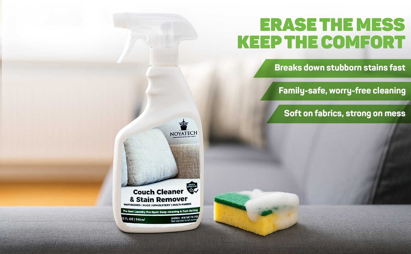 Couch & Upholstery Cleaner – Stain Remover Spray | Non-Toxic & Eco-Friendly