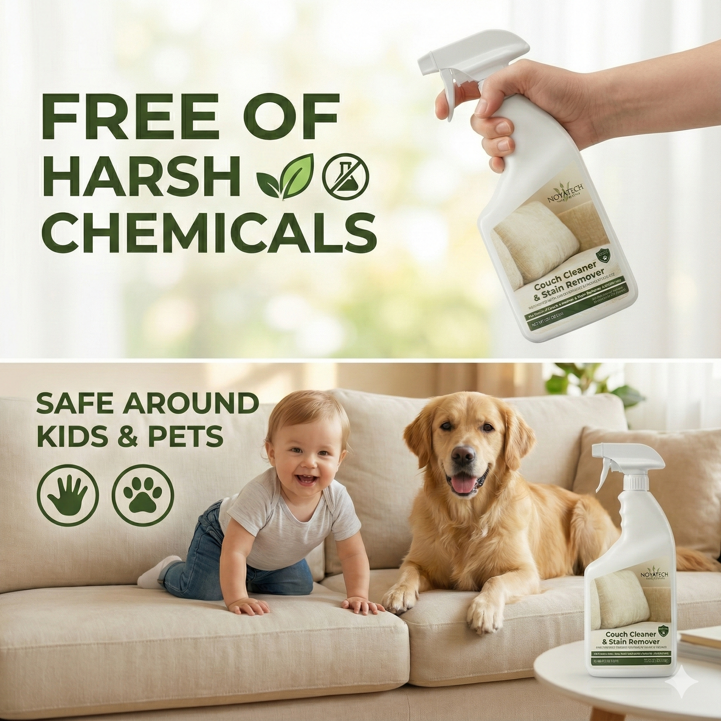 Couch & Upholstery Cleaner – Stain Remover Spray | Non-Toxic & Eco-Friendly