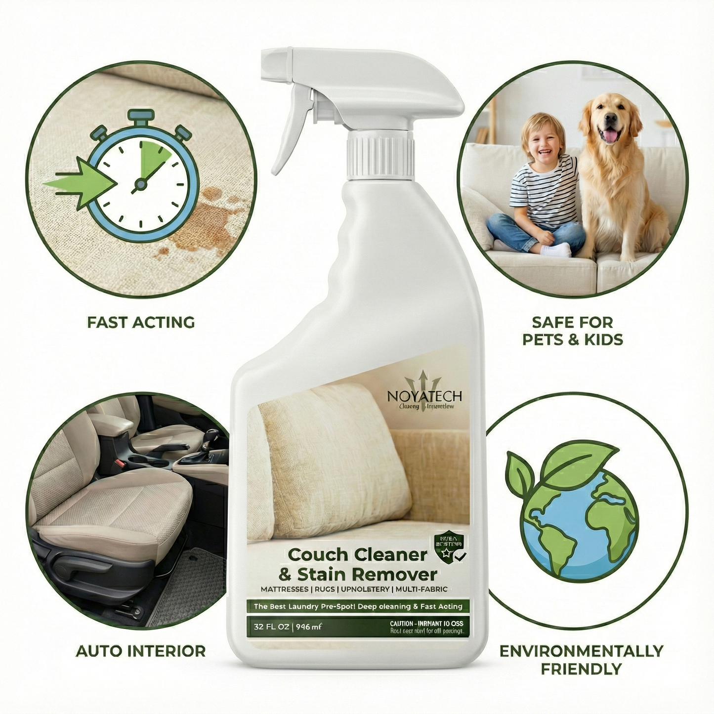 Couch & Upholstery Cleaner – Stain Remover Spray | Non-Toxic & Eco-Friendly