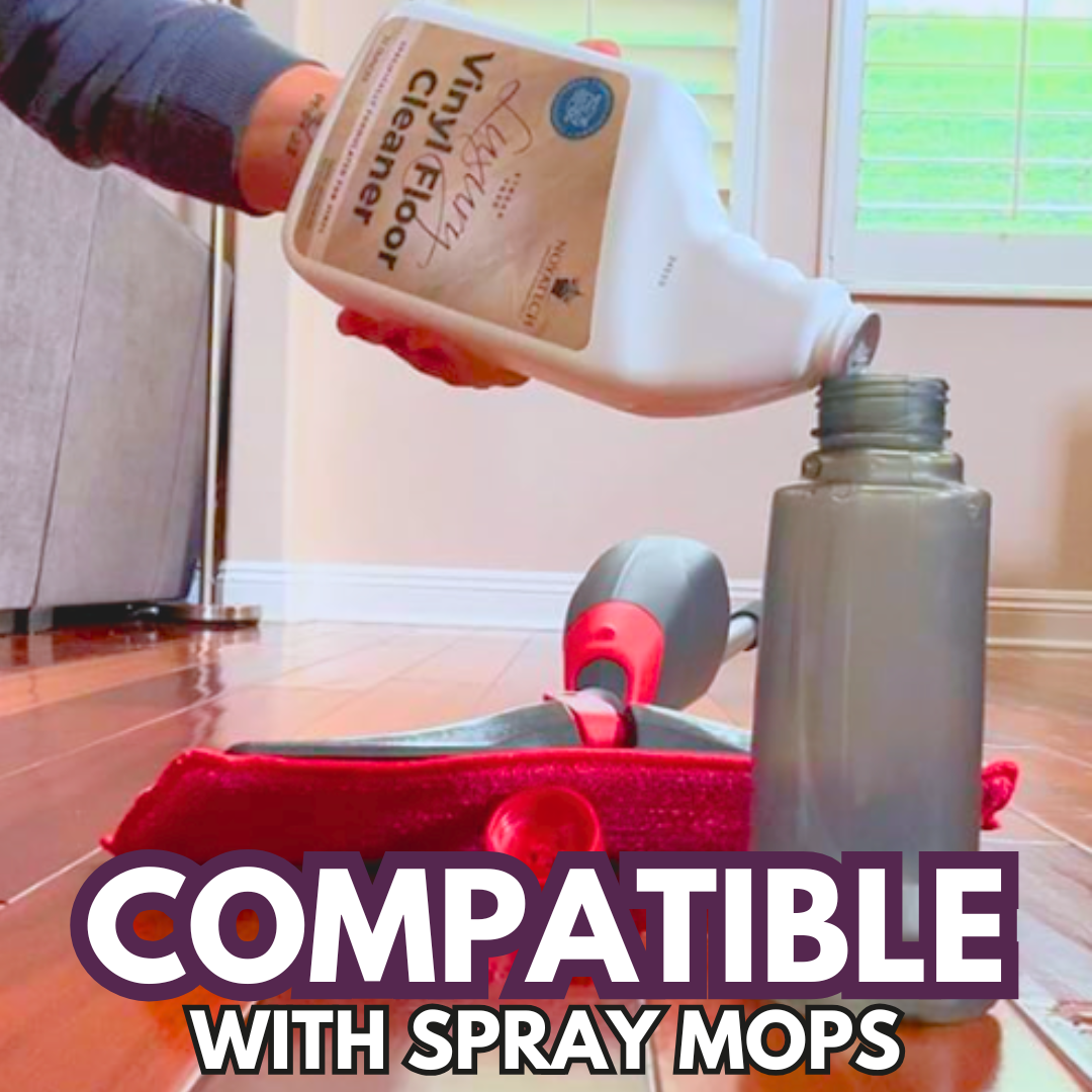 Luxury Vinyl Floor Cleaner Spray. Streak Free. For all laminate and hardwood floors. Safe PH neutral Effective, Hypoallergenic formula.