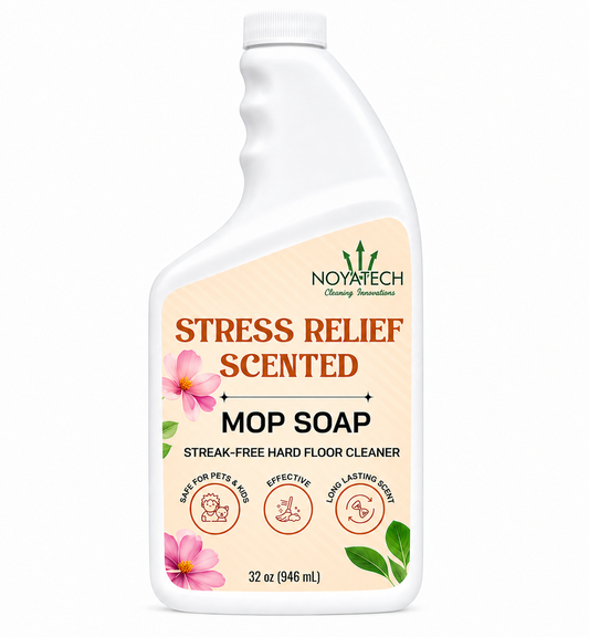 NOYATECH Stress Relief scented Mop Soap 32oz quart — streak-free hard floor cleaner concentrate, safe for pets & kids, long-lasting scent for hardwood, tile, marble, stone & grout